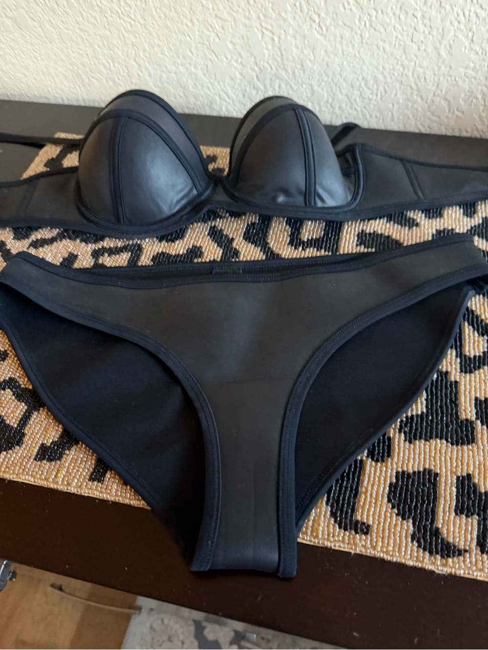 Triangl swimwear Black Neoprene Padded Bikini Set